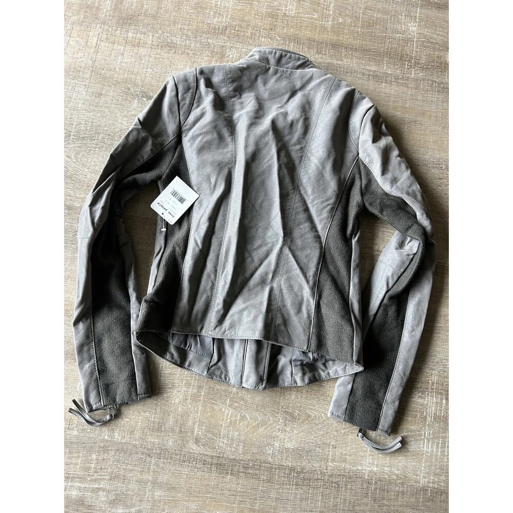 Free People Steel Mill Moto Jacket Womens 4 Gray Faux Leather Vegan NWT - Picture 4 of 14